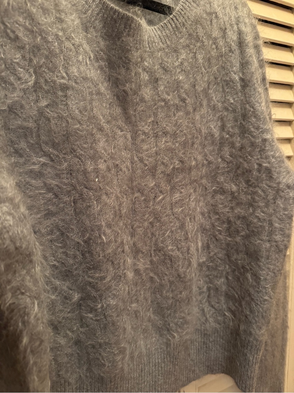 J. Crew Women's Fuzzy Cashmere Crewneck Sweater in Heather Gray - Picture 2 of 5